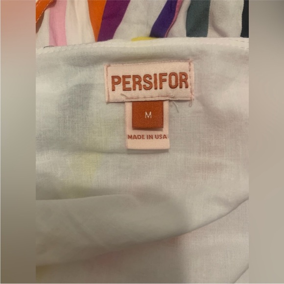 Persifor multi color stripe dress size medium tie waist ruffle hem - Picture 6 of 7